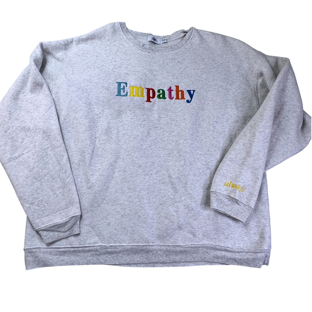 Mayfair The Label Empathy Always Sweatshirt Grey Rainbow Embroidered OS Plus